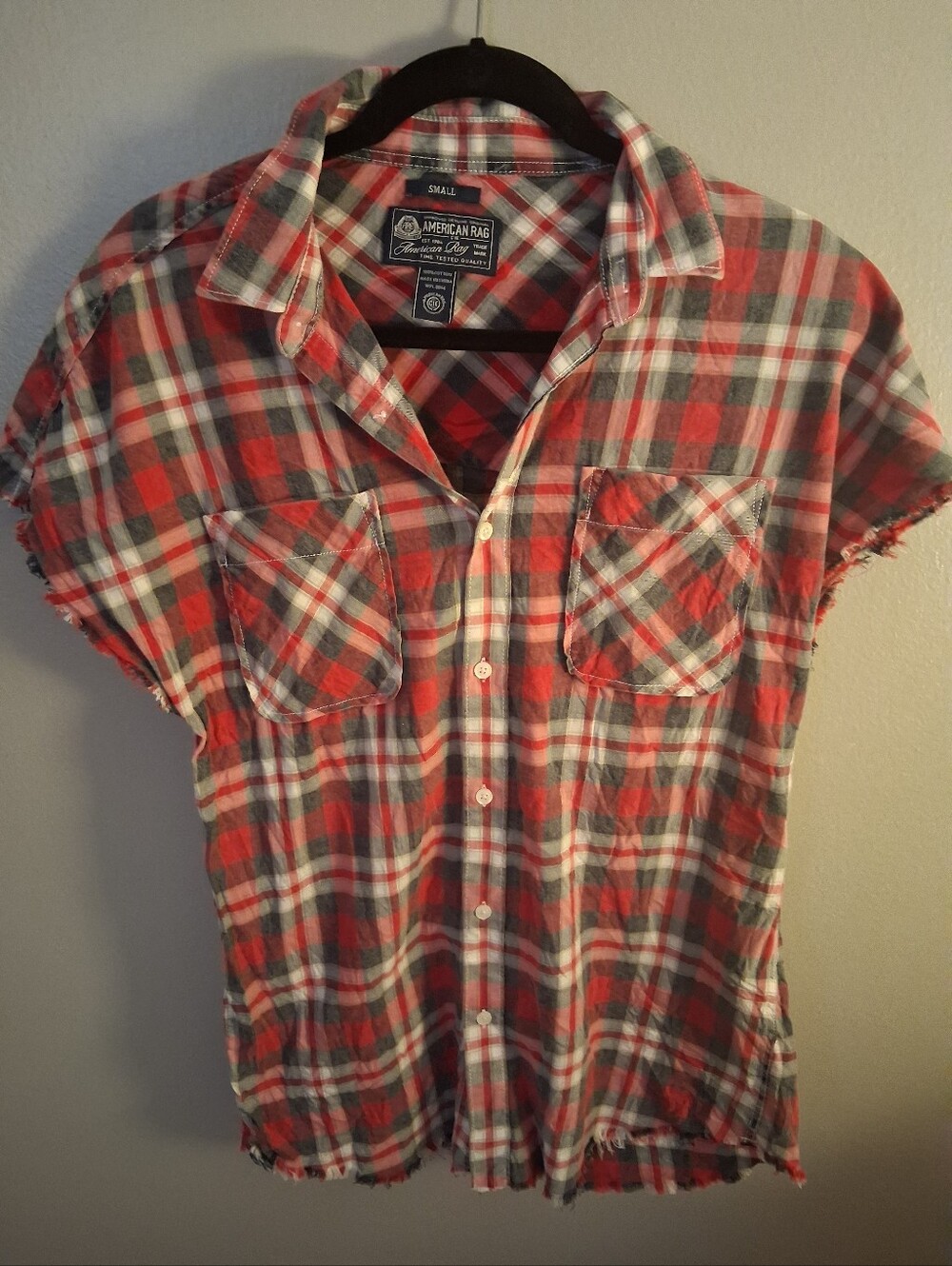 American Rag Mens S Plaid Flanel Short Sleeve